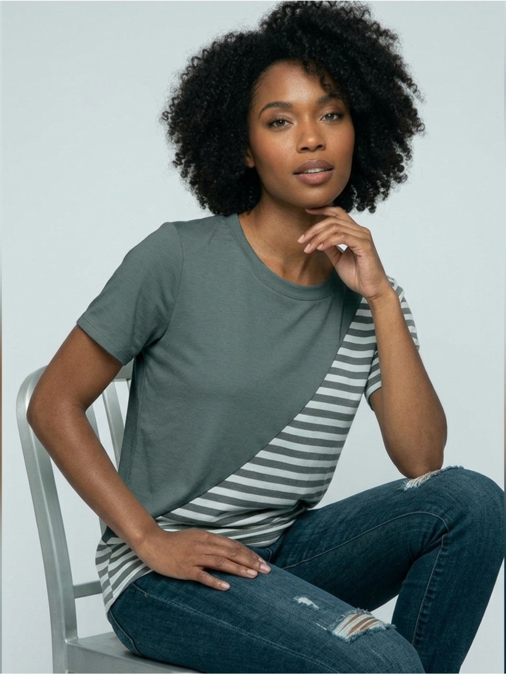 Catrine Color Block Striped Tee